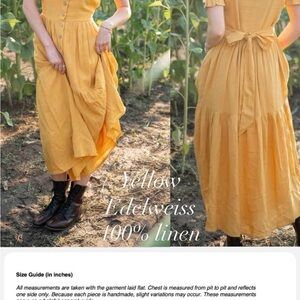 Edelweiss Yellow Linen Midi Dress edelweiss